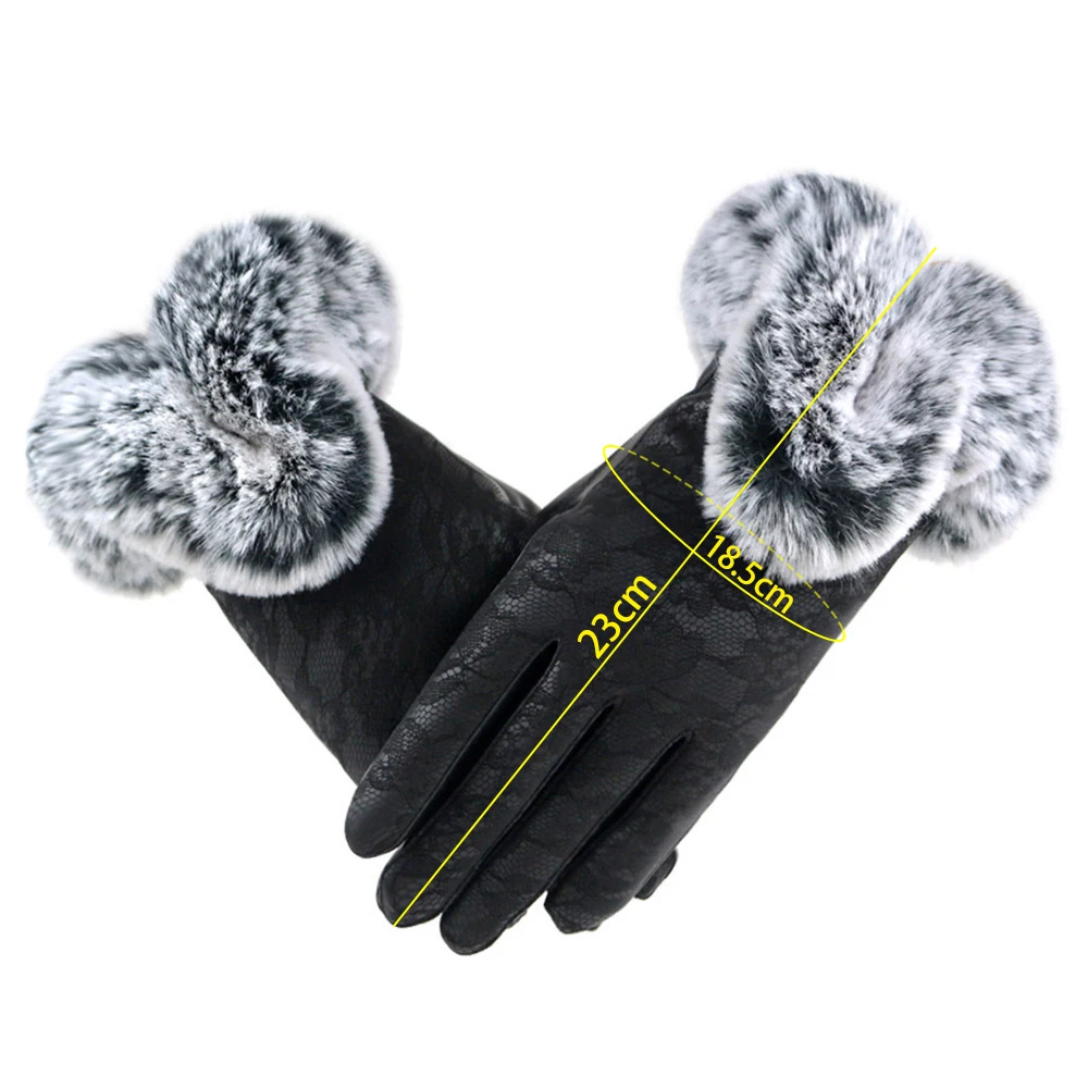 Новинка, 1 пара женских перчаток из искусственного меха, сохраняющие тепло, женские зимние Бархатные рукавицы, велосипедные рукавицы для телефона, кожаные перчатки