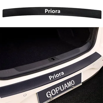 

Auto Rear Bumper Stickers For LADA Priora Carbon Fiber Protector Car Trunk Guard Plate Film Auto Sill Pedals Cover Accessories