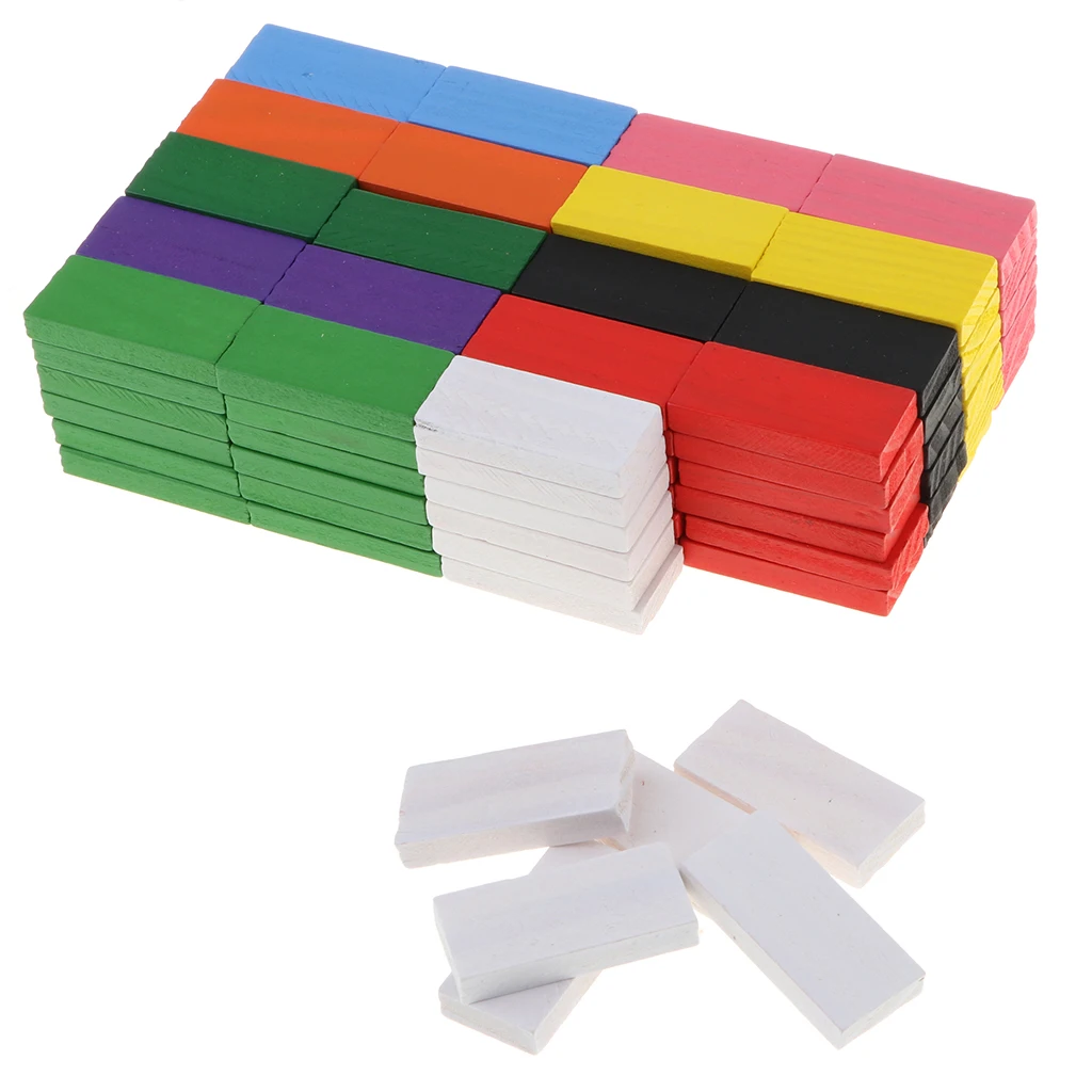 Wooden Domino Blocks Set, 120 PCS 10 color Colorful Dominoes Building Blocks Racing Toy Tile Game Educational for Party Gift