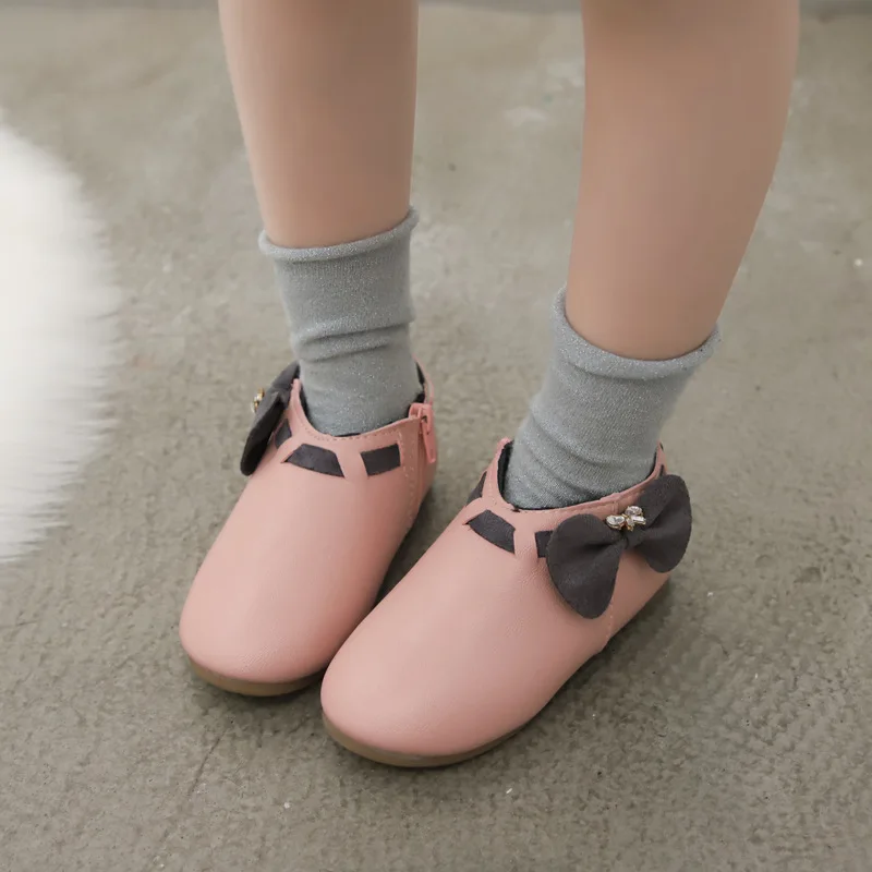 fashion cheap girls butterfly-knot casual ankle waterproof boots children dancing shoes