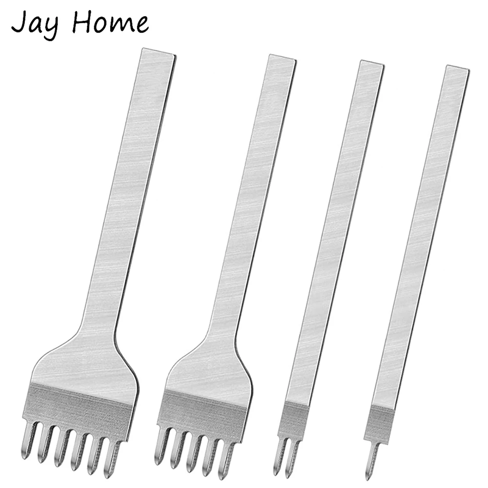 

4Pcs Leather Chisel Set 1/2/4/6 Prong Leather Craft Punch Tools Steel DIY Diamond Lacing Stitching Chisel Leather Hole Punching