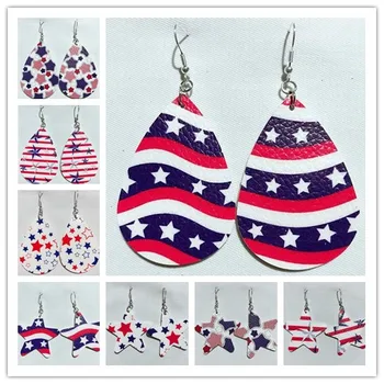 

200pcs/lot Women's Faux Leather Sun flower Print lattice Teardrop Women Fashion Jewelry Earrings For Girl