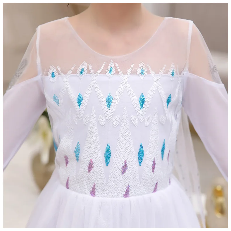 Snow Queen 2 Cosplay Elsa Anna Girls Dress Summer Casual Mesh Princess Dress Party Performance Costume 4-12 Years Kids Dresses