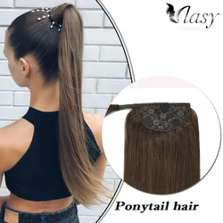 VLASY Ponytail Human Hair Extensions Straight Wrap Around Clip In Pony Tail 12