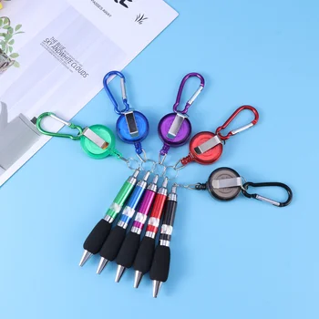

3-in-1 Handy Retractable Badge Reel Pen & Belt Clip Keychain & Carabiner - 5 pcs/set (Blue+Red+Purple+Green+Black)