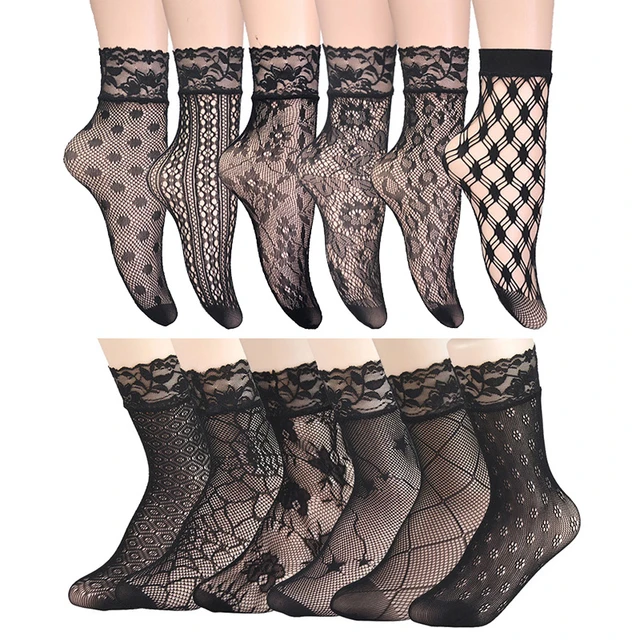 Comprar Calcetines tobilleros para mujer, calcetines náuticos de malla  invisibles transparentes con lunares, algodón de verano