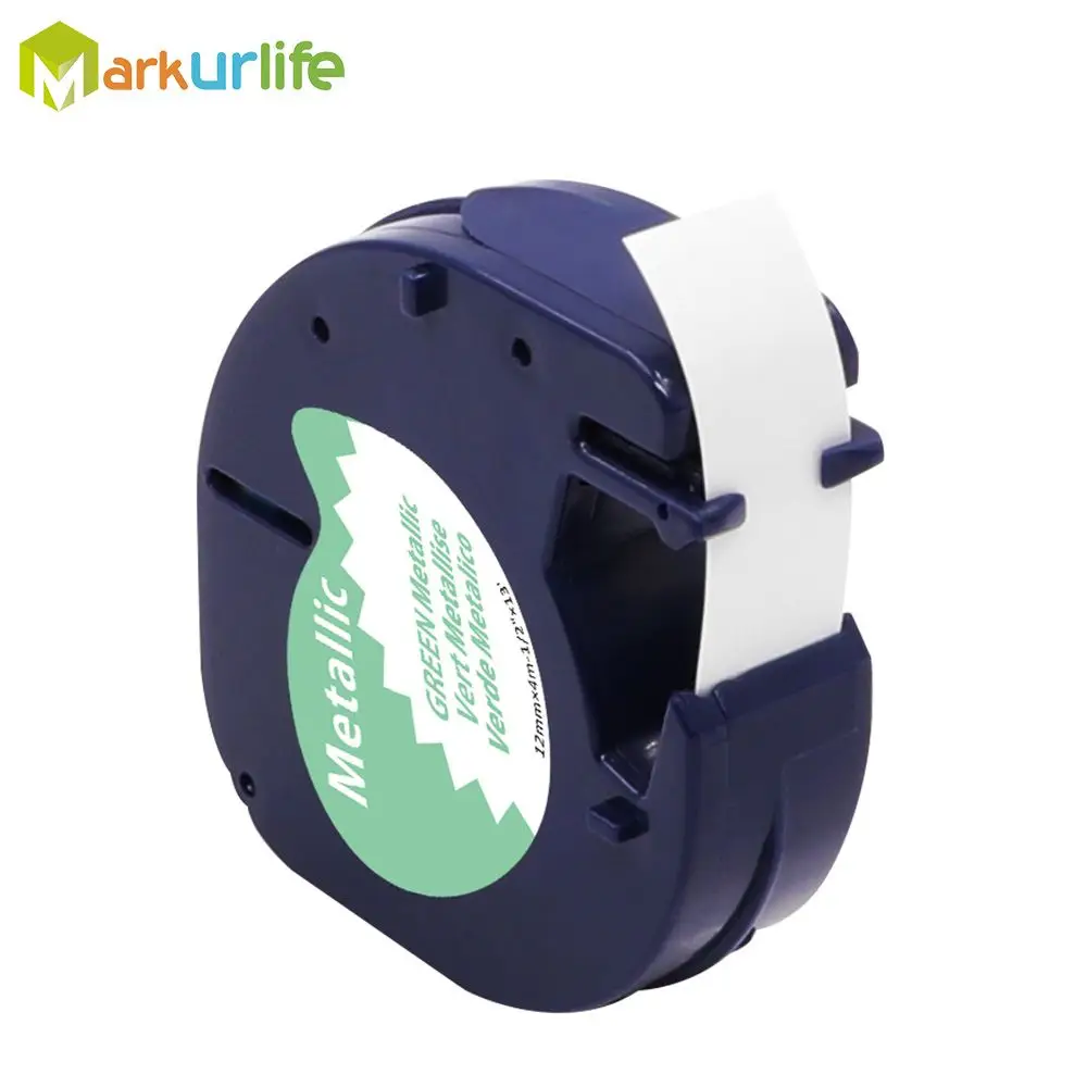 Green Metallic 1 шт. совместимый для DYMO LetraTag запечатанных лент 12 мм 12267 91200 91201 92102 91203 91204 91205 для принтер для этикеток DYMO чайник - Цвет: Green Metallic