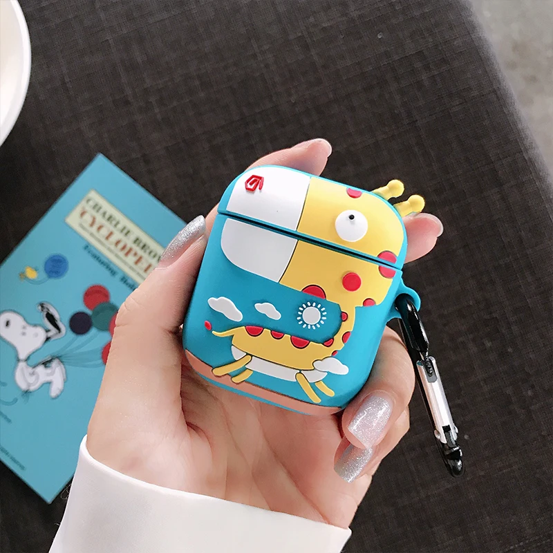 Q UNCLE для Apple AirPods2 Bluetooth гарнитура комплект защиты модный беспроводной мягкий силиконовый Секс пара мультфильм подвеска в виде динозавра
