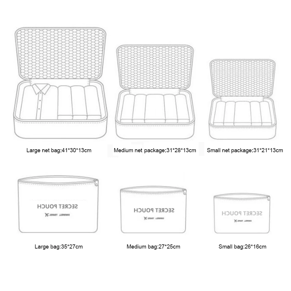 PUIMENTIUA 6 шт./компл. дорожная сумка для одежды функциональные дорожные аксессуары Органайзер сумка для багажа Высокая емкость Сетчатая Сумка