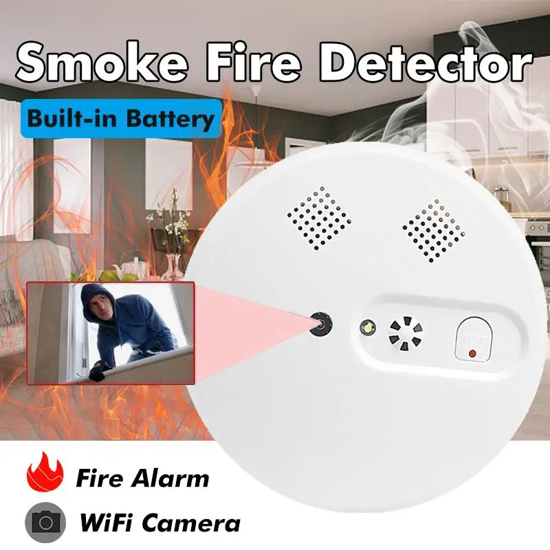 

2 in 1 Wireless Smoke Detector Camera WiFi Home Security Alarm System Smoke Gas Sensor WiFi HD IP Camera for Home Office