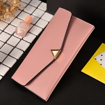 

Lady`s Purse Women Wallet Fold Teenage Style Leisure Long High Capacity Card Bag Fashion Button Metal Decoration