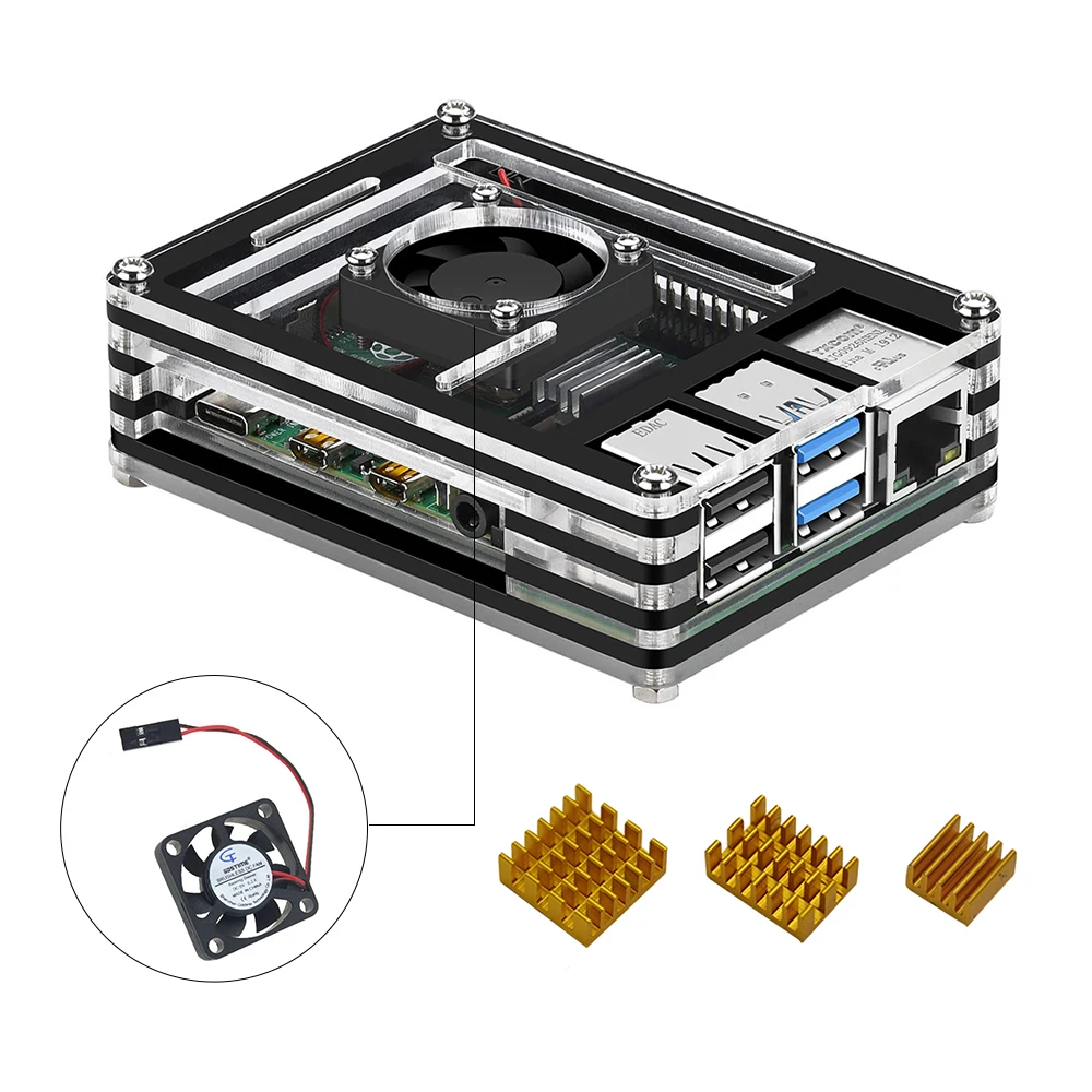 Новинка, для возраста от 9 слоев чехол предназначен для Raspberry Pi 4 Модель B с теплоотвод и линии электропередачи интерфейс type-c ЕС Зарядное устройство адаптер