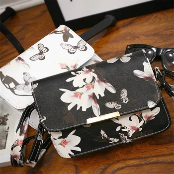 

Women Fashion Floral PU Leather Shoulder Bag Hot Sell Handbag Retro Messenger Bag White And Black Clutch Shoulder Bags New 2020