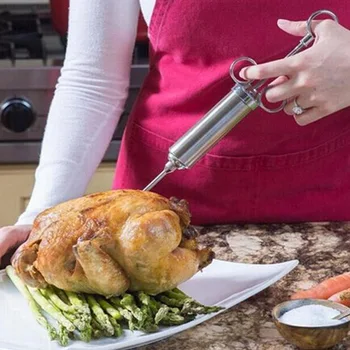 

Stainless Steel Marinade Seasoning Injector MeatRoast Chicken BBQ Injectors Kitchen Accessories With 2 Needles