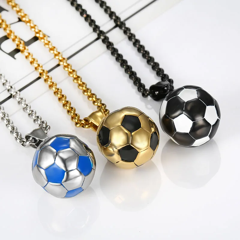 

MINN Necklace Men's Liverpool Football Stainless Steel Necklace Men's Gold Football Pendant Personality Men's Necklace