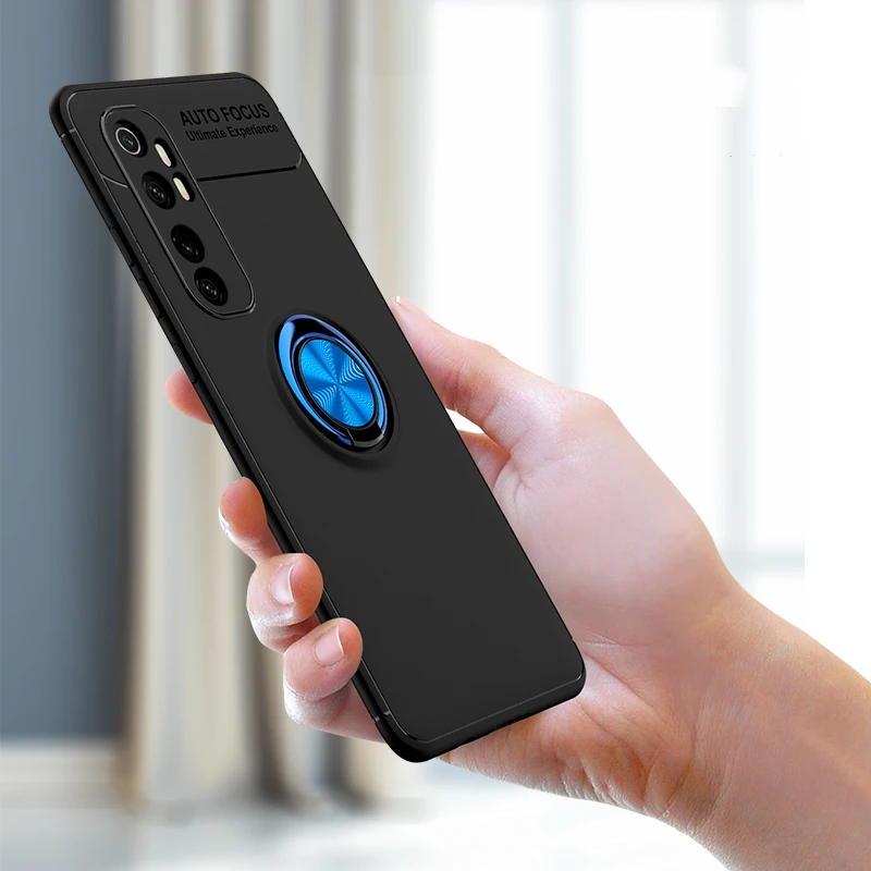 Чехол для Xiaomi Mi Note 10 Lite кольцо на палец магнитный кронштейн мягкий силиконовый