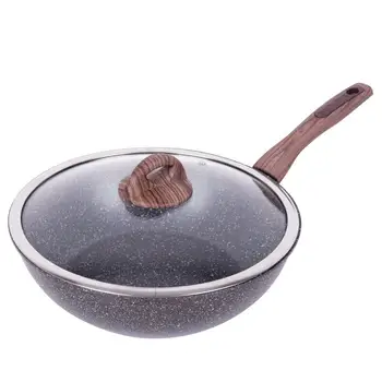

Maifan Stone Non-stick Frying Pan Smoke-free Cooking Pan with Lid Quality Wok Pots For Gas and Induction Cooker24/28/32cm