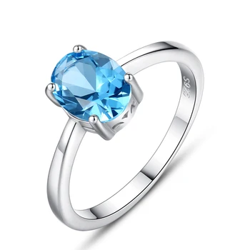 

MetJakt S925 Sterling Silver Inlaid with Sky Blue Topaz Fashion Personality All-match Ladies Ring