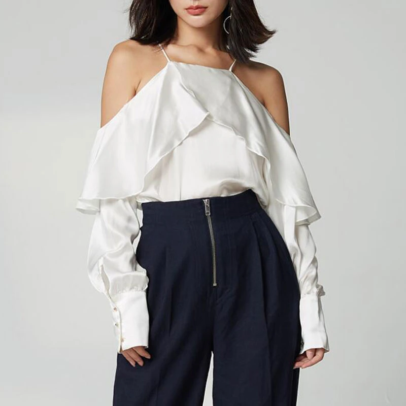 halter neck ruffle top