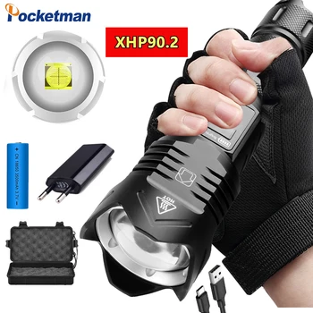 

Most Powerful XHP90.2 LED Flashlight XHP50 Rechargeable USB Zoomable Torch lantern Use 18650 26650 Hunting Lamp for Camping