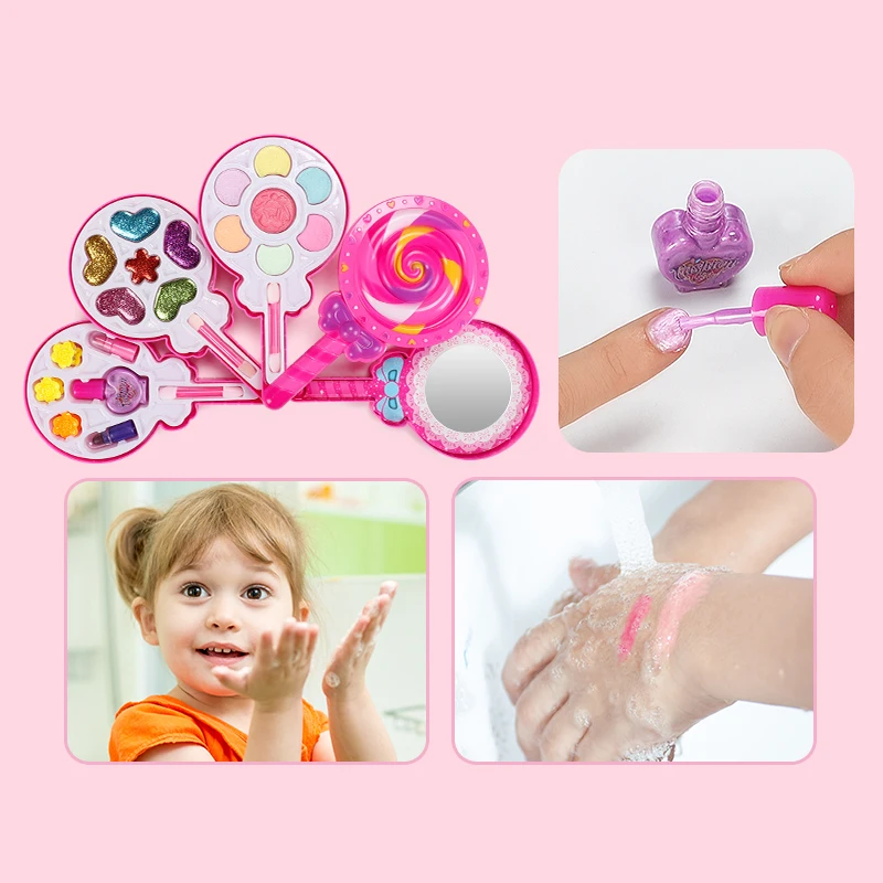 Pretend Play Toy Kids Make Up Set Princess Pink Makeup Beauty Safety  Non-toxic Kit Toys for Girls Dressing Cosmetic Girl Gifts - AliExpress