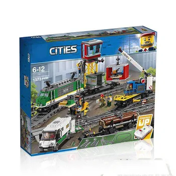 

Lepining Remote Control Passenger Train 02118 Building Blocks Brick Toy 60198 city series The Cargo Train for children gifts