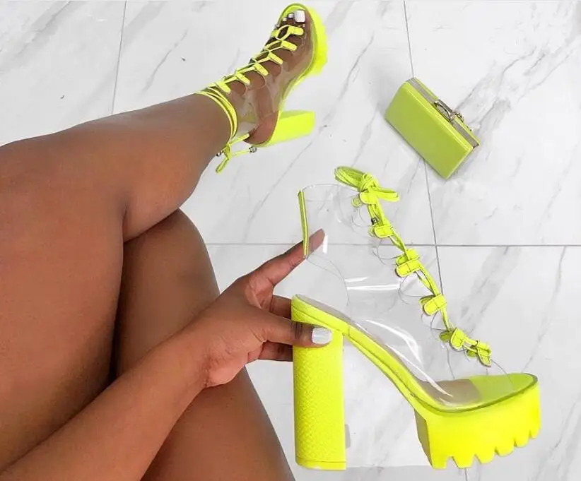 neon green jelly sandals