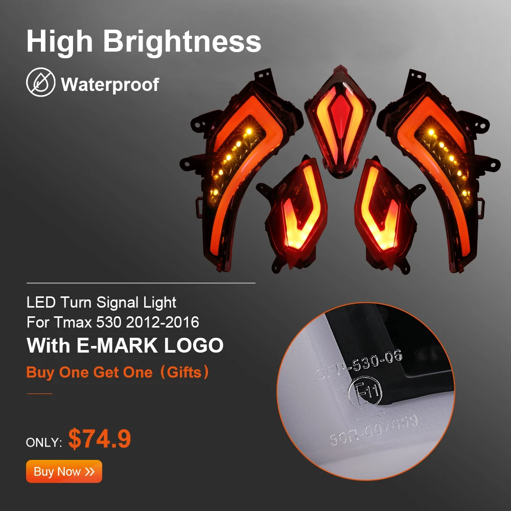 

For TMAX 530 Signal Light For TMAX530 LED Turn Rear Tail Brake Light With E-mark For Yamaha T-MAX530 2012 -2014 2015 2016 Lamps