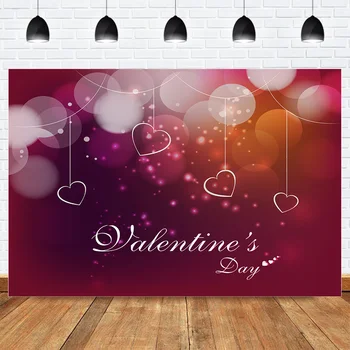 

Bokeh Valentine's Day Backdrop for Photo Studio Photocall Purple Red Heart Couples Themed Background Wedding Photographic