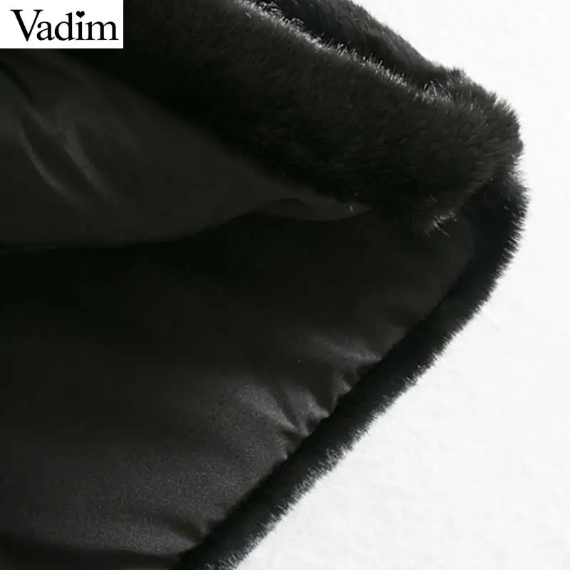 Женское элегантное платье vadim, теплые меховые пальто на молнии с карманами, куртки на кулиске, женская верхняя одежда, одноцветные свободные топы CA597