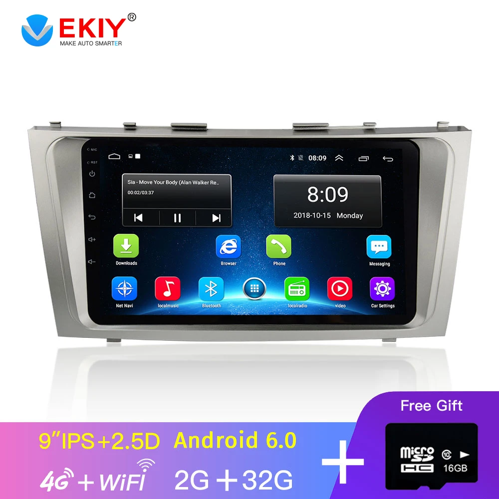 EKIY 9 ''ips Android 8,1 DSP автомобильный Радио Мультимедиа Видео плеер навигация gps 2 Din для Toyota Camry 40 50 2007 2008 без Dvd