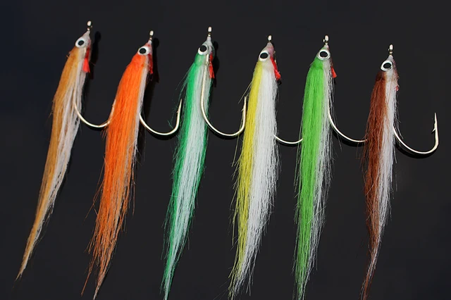 Tigofly 12 pcs 1/0 4cm High Carbon Hook Polar Fry Salmon Trout Sea Bass Steelhead Minnow Fly Fishing Flies Lure Set Assorted