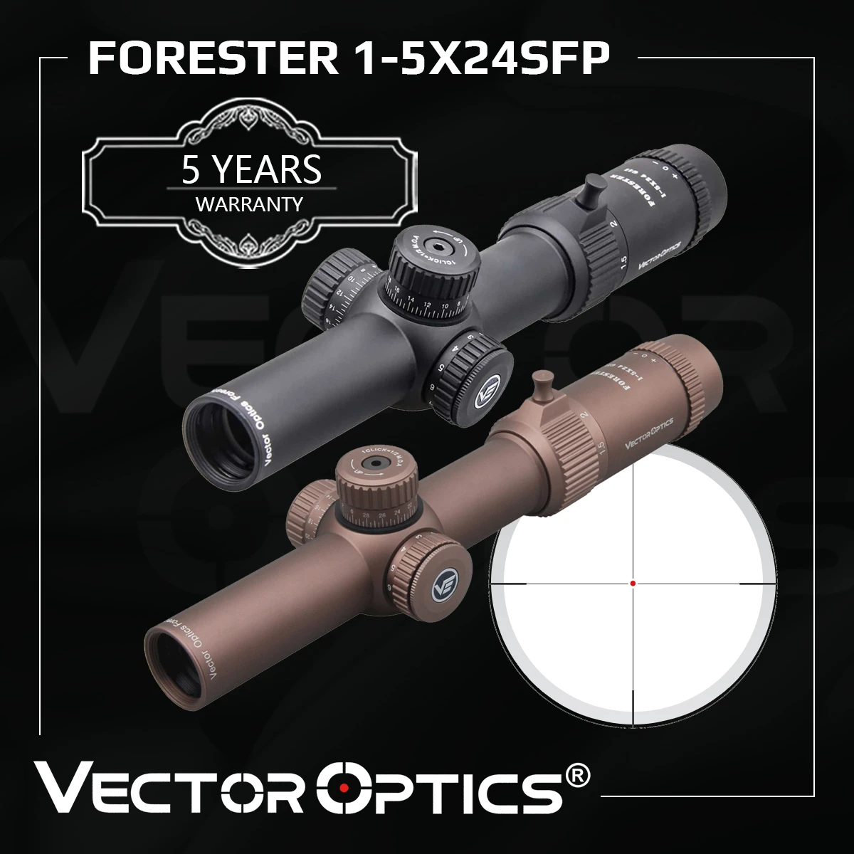 Vector Optics GenII Forester 1-5x24 Riflescope 30mm Center Dot Illuminated  Fits AR15 .223 7.62mm Airgun Airsoft Hunting Scope
