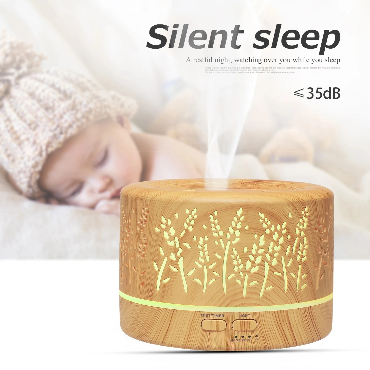 Hot Sale Gift 700ml Ultrasonic Remote Control Lavender Bamboo Art Hollow Humidifier Fragrance oil Aroma Diffuser With Led Light лэтуаль гидрогелевая маска для лица с лепестками лаванды purity lavender hydrogel face mask with lavender petals