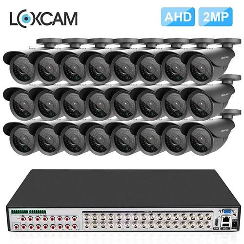 LOXCAM h.265+ 32CH 5MP DVR комплект 32 шт. 2MP AHD система видеонаблюдения IP66 металлическая Водонепроницаемая камера для наружного наблюдения - Цвет: 32CH DVR x 24 Camera