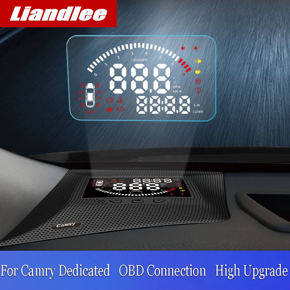 Liandlee полнофункциональный Автомобильный дисплей HUD для Toyota Camry~, безопасный экран для вождения, БД проектор данных на лобовое стекло