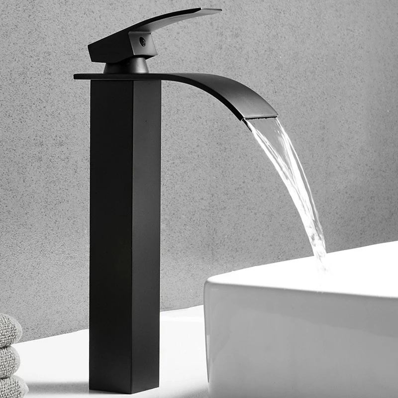 Basin Mixer Tap Bathroom Tap Paint Black Sink Counter Waterfall High Quality 