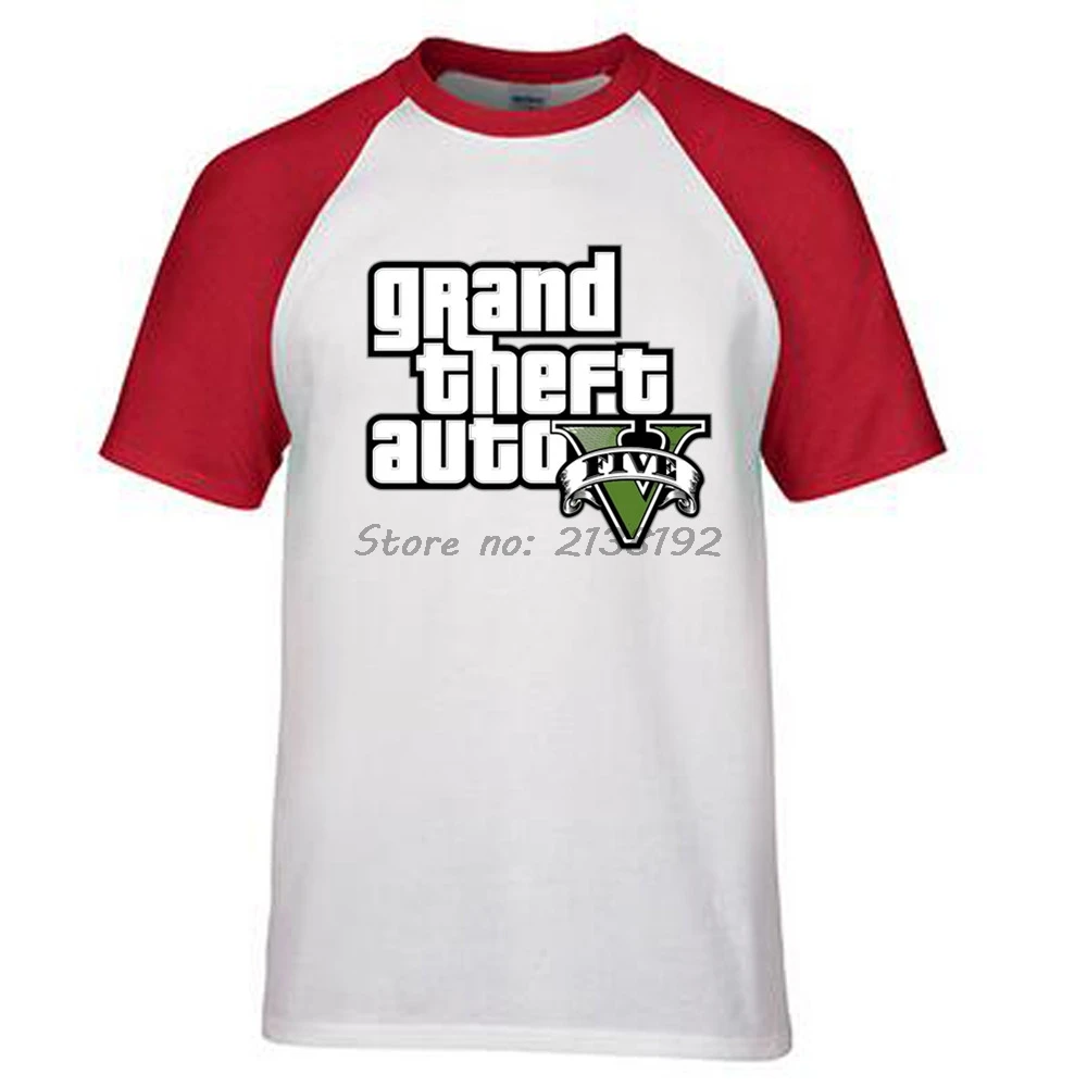 Мужская хлопковая футболка с круглым вырезом и коротким рукавом-реглан Gta-5 |