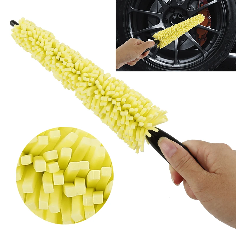 Cepillo portátil para lavado de ruedas de coche, herramientas de lavado de llantas de rueda neumático, mango de plástico