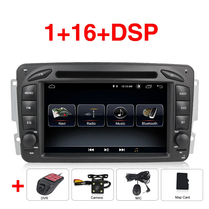 NaviFly Android 9 автомобильный dvd мультимедийный плеер радио для Mercedes Benz W209 W203 W168 ML W163 W463 Viano W639 Vito gps Navi BT - Цвет: 1-16 dvd camera dvr