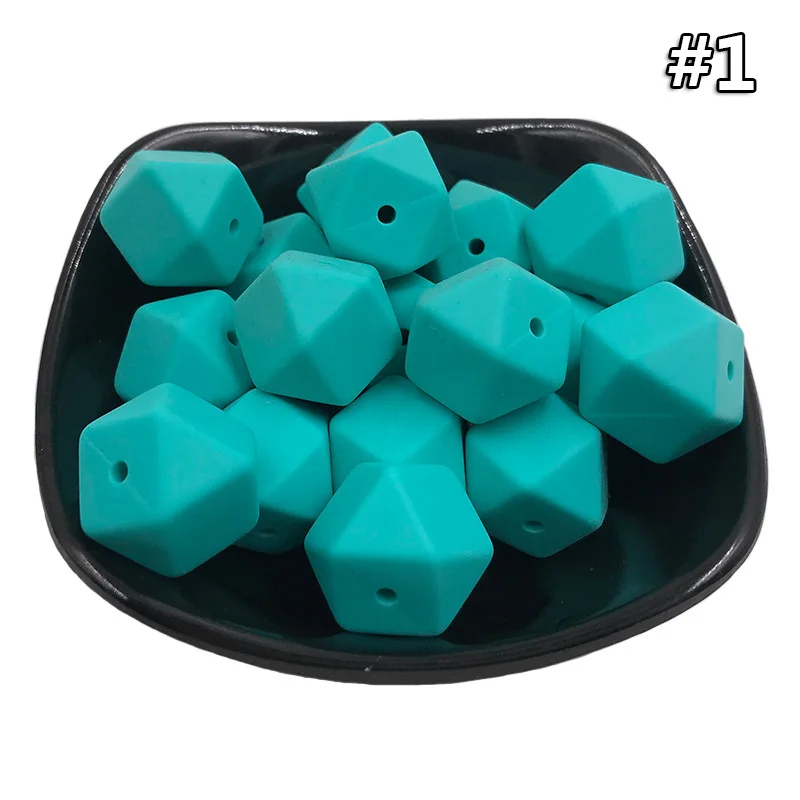 50PCS Beads 1 50Pcs Silicone Beads 14mm Hexagon Beads Food Grade Silicone Teething Colorful DIY Pacifier Clip Tiny Rod Baby Teether Toys Gift - Цвет: 50PCS Beads 1