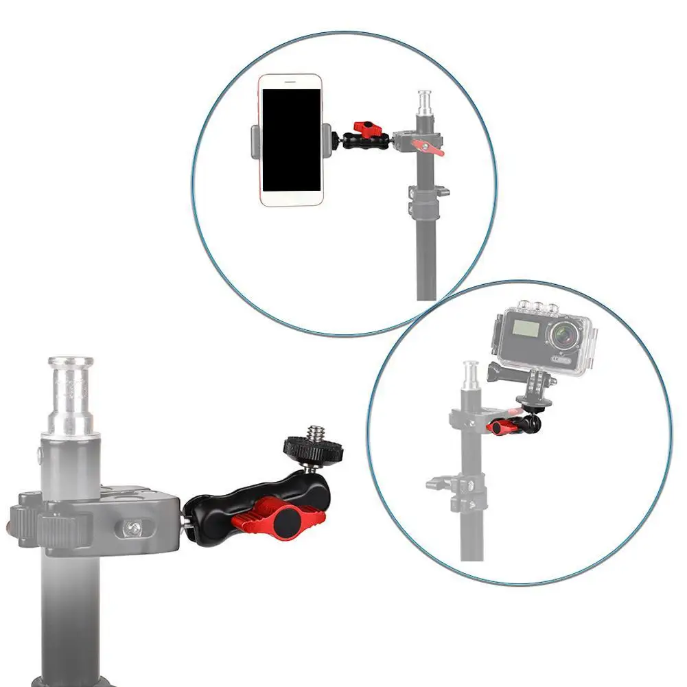 Крепление на руку адаптер фрикционная Волшебная рукоятка с многофункциональной двойной шаровой головкой 1/" для камеры клетка установка ЖК-монитор светодиодный фонарь