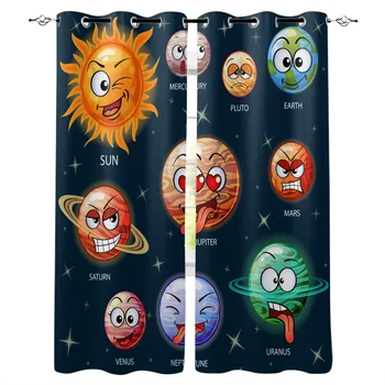 

New Curtain Cartoon Planet Pattern Window Curtain Kitchen/Living Room/bedroom Window Curtain Panels