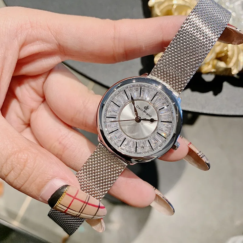 Milanese Silver Супер тонкий Миланский Браслет, полностью стальные часы для женщин, блестящие циркониевые кристаллы, наручные часы, водонепроницаемые кварцевые аналоговые часы - Цвет: Milanese Silver