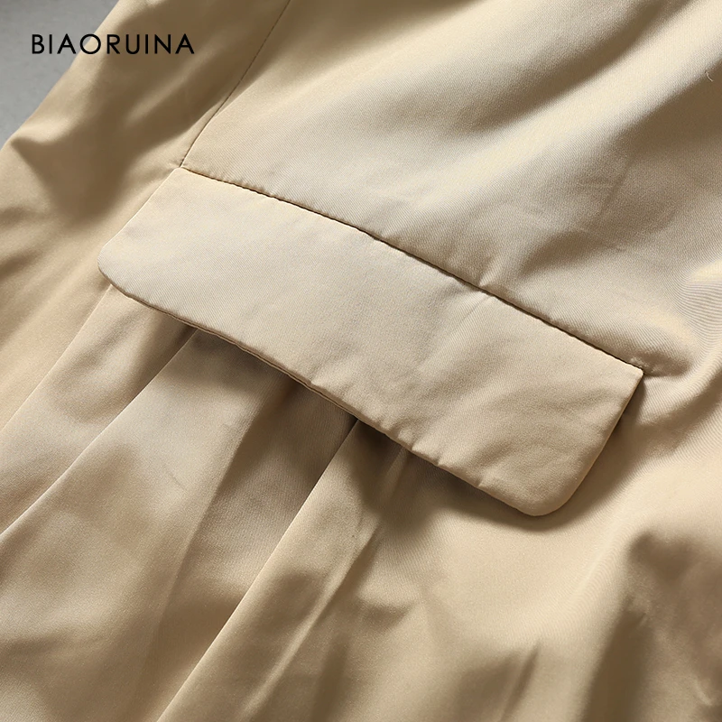 BIAORUINA, женское повседневное однотонное ТРАПЕЦИЕВИДНОЕ двустороннее Стеганое пальто, женская мода, сохраняющее тепло, ветрозащитный Тренч
