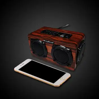 

Multi-Function Wooden Bluetooth 4.0 Speaker with Wireless Radio Stereo Karaoke Microphone Support TF Card