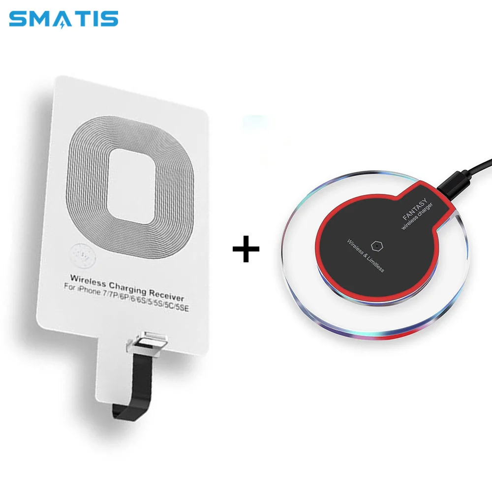 

Qi Wireless Charger Receiver Charging Connector for iPhone 5 7 6 Plus Micro USB Type-C Phone Universal for Samsung Xiaomi Huawei