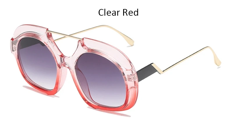 Clear Red Негабаритный Пилот солнцезащитные очки для женщин винтажные Ретро прозрачные оттенки большая рамка женские солнцезащитные очки люксовый бренд Новая мода - Цвет линз: Clear Red