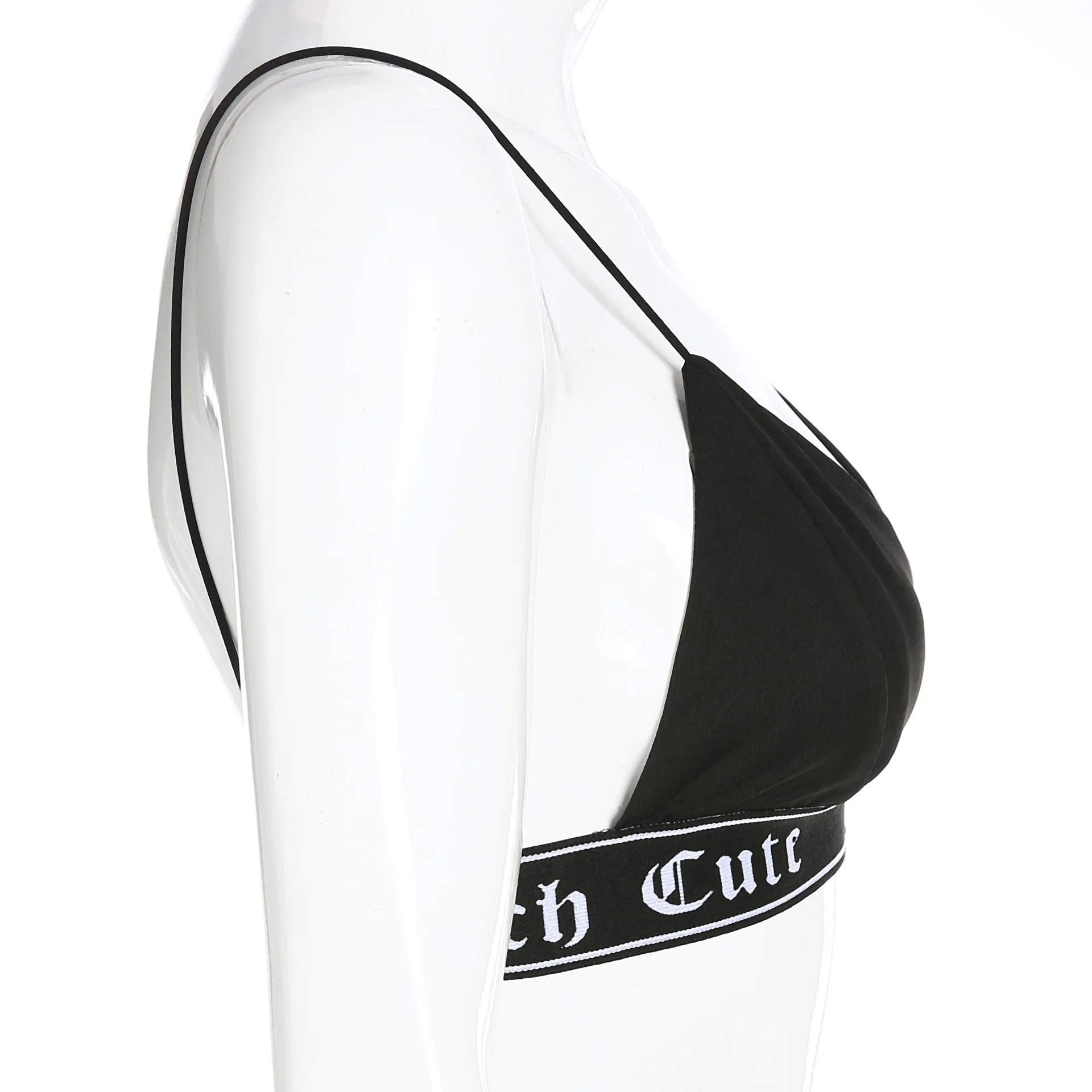 ArtSu Black Tank Tops Sexy Women Letter Printed Backless Bralette Crop Top Fitness Thin Underwear Cami Top Summer ASVE20840