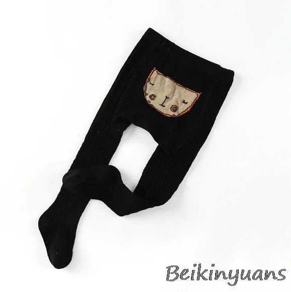 Big PP black Детские хлопковые колготки на весну и осень, детские колготки в Вертикальную Полоску с бантом, детские колготки - Цвет: Big PP black
